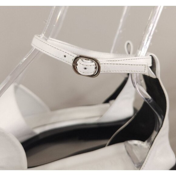 Flat Apartment Chain Strap Sandals Size 38 8 Women's White Leather $470 - Picture 8 of 12